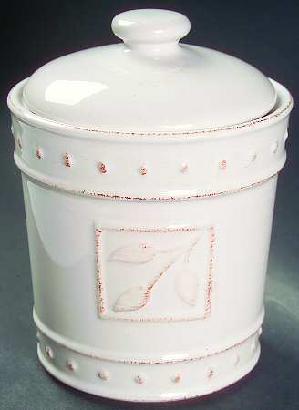 Sorrento Jicama (White, Terra Cotta Accents) Small Canister & Lid