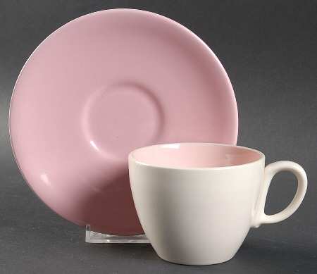Pink Bamboo Flat Cup & Saucer Set