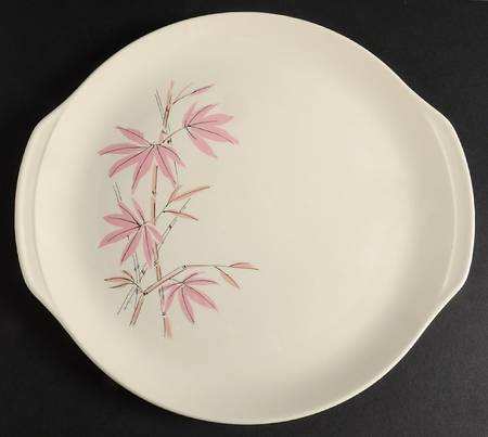 Pink Bamboo Handled Cake Plate