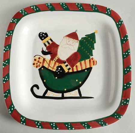 Santa's Spirit 12" Square Serving Platter