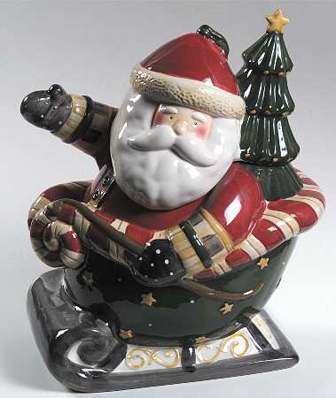 Santa's Spirit Figural Cookie Jar & Lid