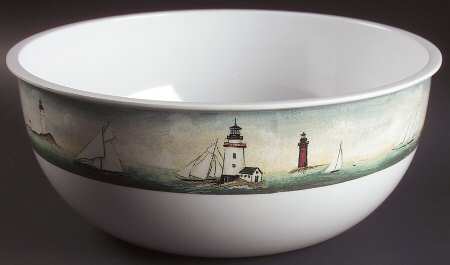 By The Sea (Made In Indonesia) 12" Large Plastic Salad Serving Bowl