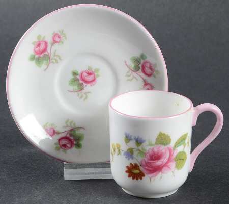 Rose Spray Smooth (Ovide Shape) Flat Toy Cup and Saucer Set