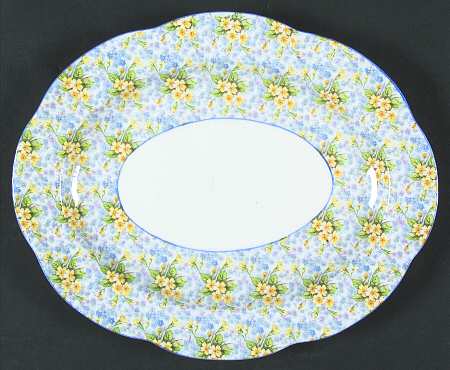 Primrose Chintz (Dainty Shape, Blue Trim) by Shelley