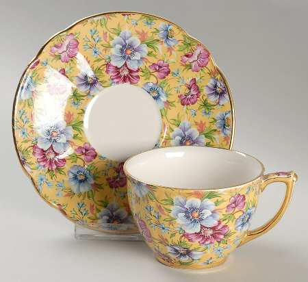 Sophie Chintz Flat Cup & Saucer Set