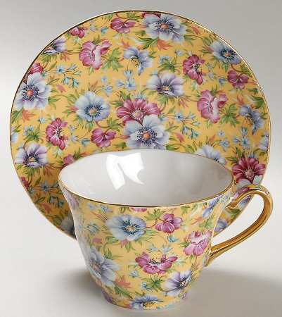 Sophie Chintz Flat Cup & Saucer Set
