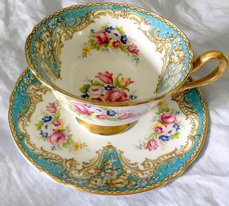 Regal Blue (Scalloped) Footed Cup & Saucer Set