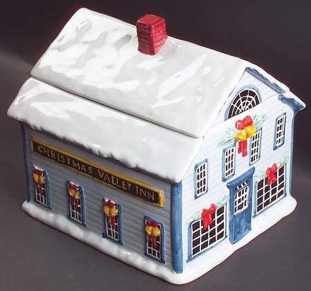 Christmas Valley Cookie Jar & Lid