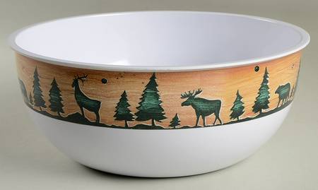 Log Cabin 12" Large Plastic Salad Serving Bowl