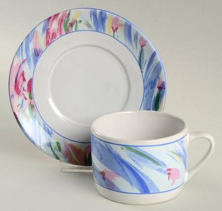 Monet(Jewelstone) Flat Cup & Saucer Set