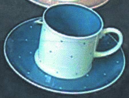 Raised Spot Blue Flat Cup & Saucer Set