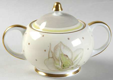 Magnolia Grey (Gold Trim) Sugar Bowl & Lid