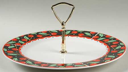 Cherries (Decorated Verge) Round Serving Plate with Handle (DP)