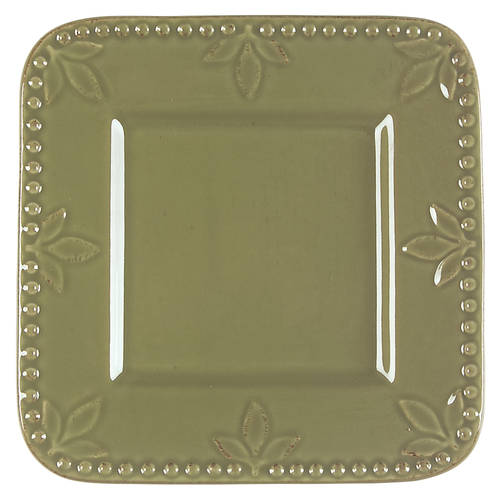 Sorrento Oregano (Green) Square Bread & Butter Plate