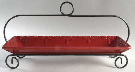 Sorrento Beaujolais (Burgundy) 19" Rectangular Platter & Metal Stand
