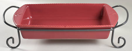 Sorrento Beaujolais (Burgundy) 16" Rectangular Baker with Metal Stand