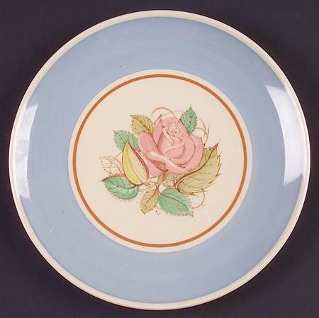 Patricia Rose Blue (Blue Border, Brown Ring) Coupe Salad Plate