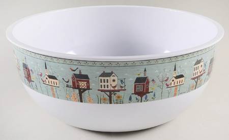 Birdhouses 12" Melamine Salad Serving Bowl