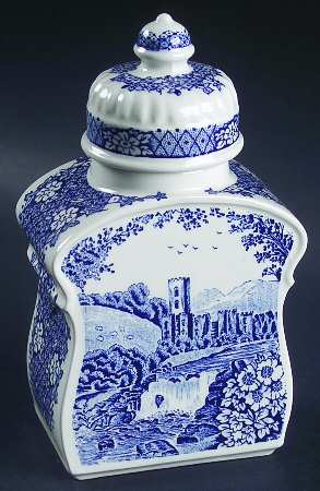 Afternoon Tea Collection Blue Tea Caddy & Lid