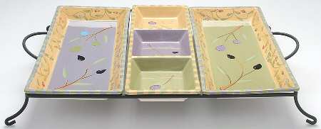 Olivia 3 Piece Rectangular Serving Set with Metal Rack