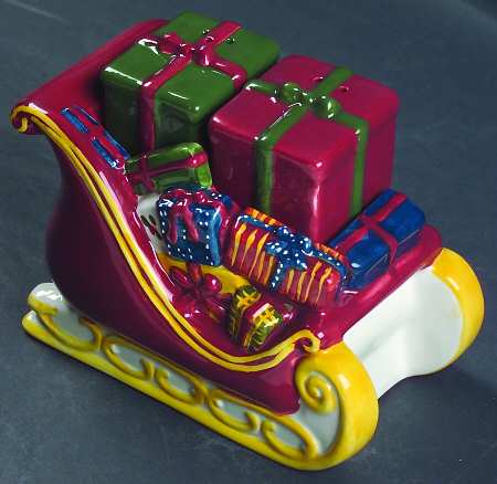 Merry Little Christmas Figural Salt and Pepper Tray Set