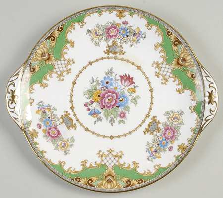 Sheraton Green (Smooth) Handled Cake Plate