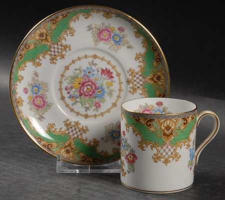 Sheraton Green (Smooth) Flat Demitasse Cup & Saucer Set