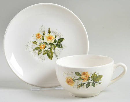 Cathy Rose Yellow (Coupe, No Trim) Flat Cup & Saucer Set