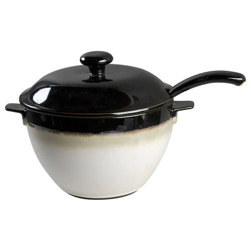 Nova Black (Newer, Grayish White Center) Tureen & Lid w/Ladle