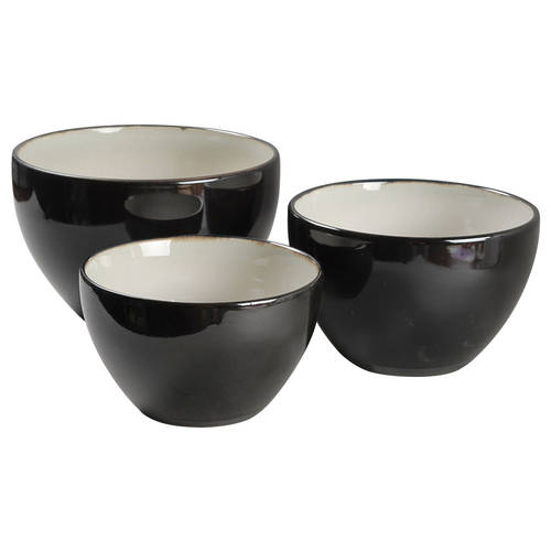 Nova Black (Newer, Grayish White Center) (3 Piece) Mixing Bowl Set