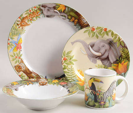 Jungle Animals 4 Piece Place Setting