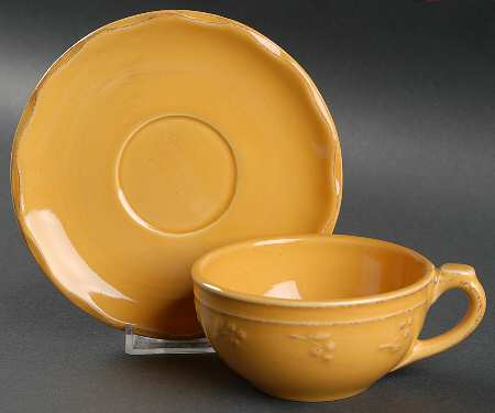 Bella Yellow (Mustard) Flat Demitasse Cup & Saucer Set