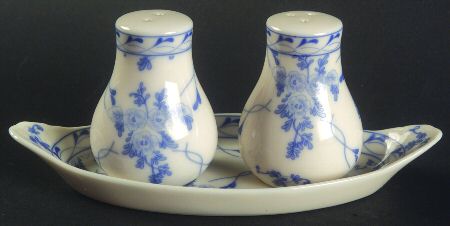 Rose Brocade (3 Pc) Salt & Pepper Tray Set