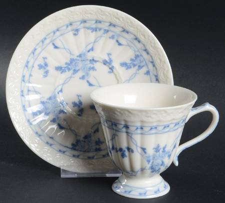 Rose Brocade Footed Cup & Saucer Set