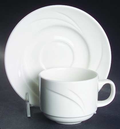 White Monte Carlo Flat Cup & Saucer Set by Steelite