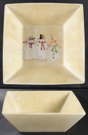 Snowmates Cream 11" Square Vegetable Bowl