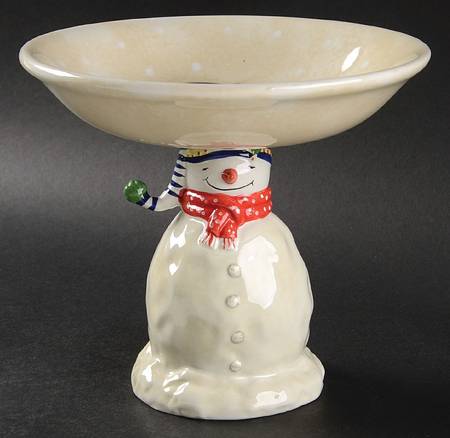 Snowmates Cream Footed Candy Dish