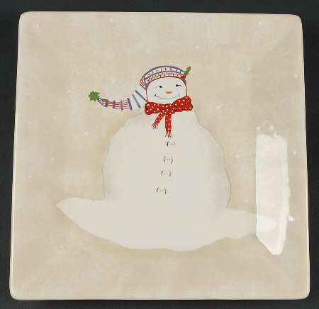 Snowmates Cream Square Dinner Plate