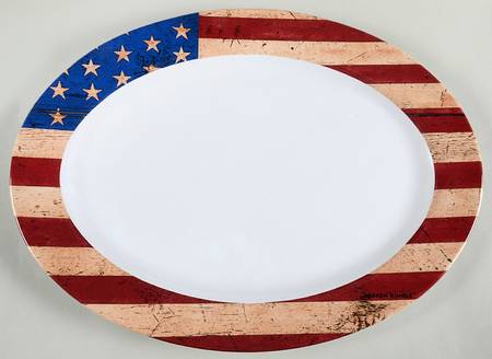 Colonial (Black Trim) 16" Melamine Oval Serving Platter