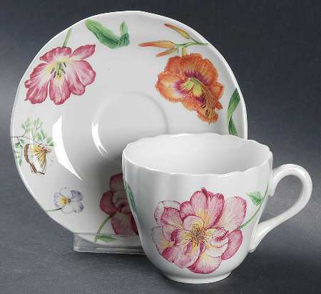 English Floral Flat Cup & Saucer Set
