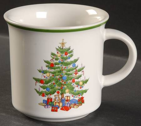 Christmas Tree (Wide Green Band) Flat Cup