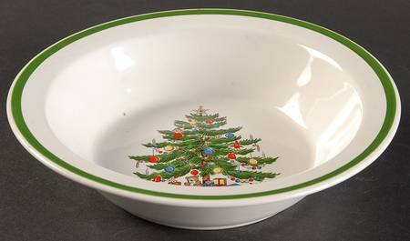 Christmas Tree (Wide Green Band) Rim Cereal Bowl