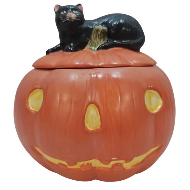 Pumpkin Hollow Figural Cookie Jar & Lid