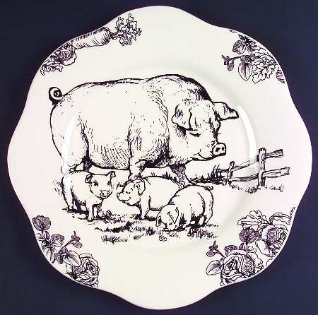 Barnyard Toile Large Dinner Plate by Sadek