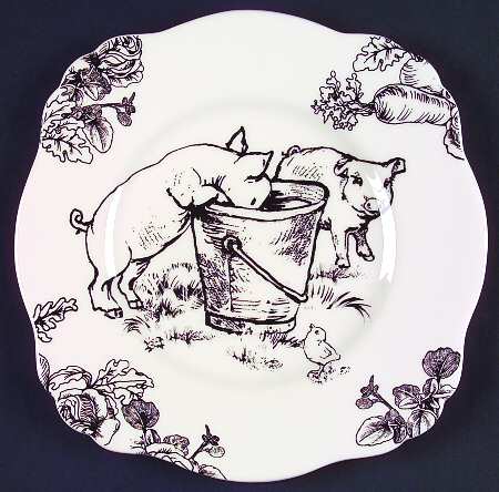 Barnyard Toile Square Luncheon Plate by Sadek