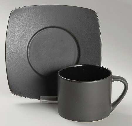 Kyoto Black Flat Cup & Saucer Set by Sasaki