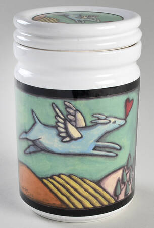 Flight of the Blue Dog Dog Treats Holder/Jar & Lid