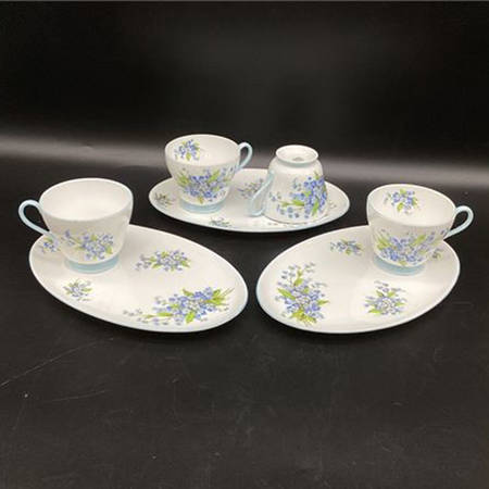 Forget Me Not (Windsor Shape) Snack Plate & Cup Set