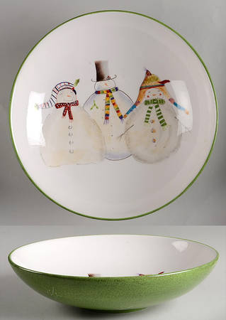Snowmates Green 12" Pasta Serving Bowl