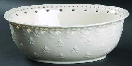 Cream Lace 10" Oval Vegetable Bowl